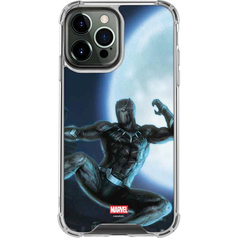Marvel Black Panther Jumping Through Air iPhone 14 Pro Max Clear Case