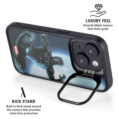 Marvel Black Panther Jumping Through Air iPhone 15 Kickstand Case