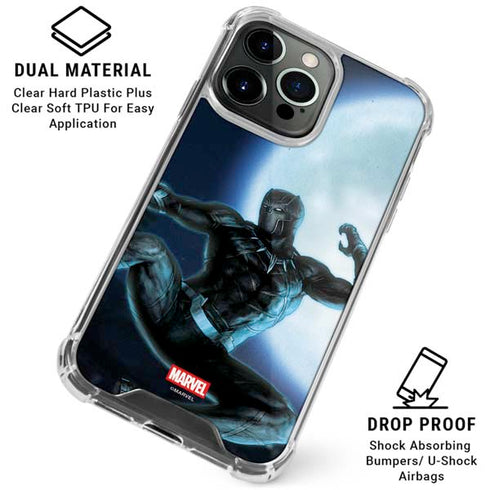Marvel Black Panther Jumping Through Air iPhone 15 Pro Clear Case