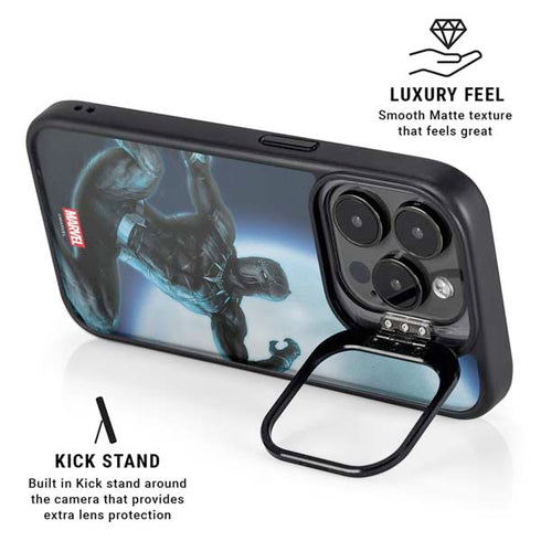 Marvel Black Panther Jumping Through Air iPhone 15 Pro Kickstand Case