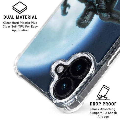 Marvel Black Panther Jumping Through Air iPhone 16 Plus Clear Case