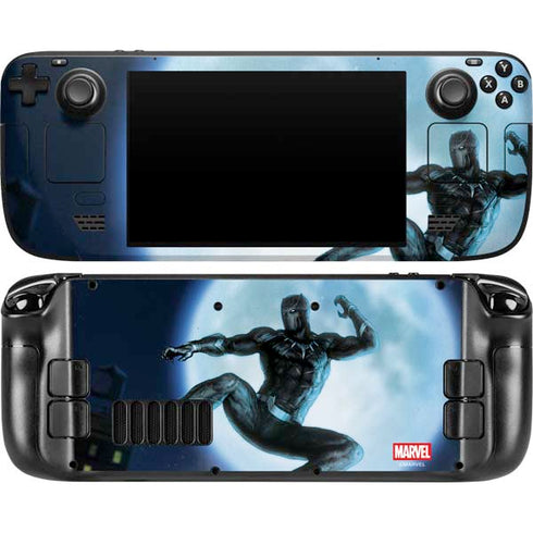 Marvel Black Panther Jumping Through Air Steam Deck Handheld Gaming Computer OLED Skin