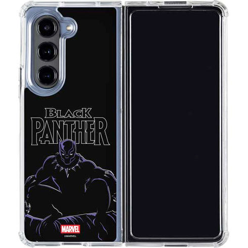 Marvel Black Panther Night Time Watch Galaxy Z Fold5 5G Clear Case