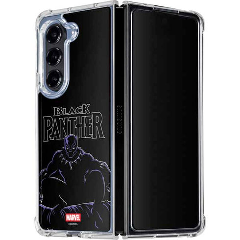 Marvel Black Panther Night Time Watch Galaxy Z Fold5 5G Clear Case