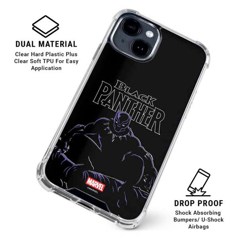 Marvel Black Panther Night Time Watch iPhone 14 Clear Case