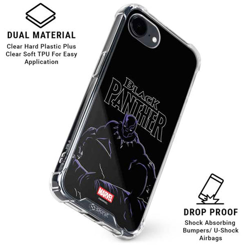 Marvel Black Panther Night Time Watch iPhone 16e Clear Case