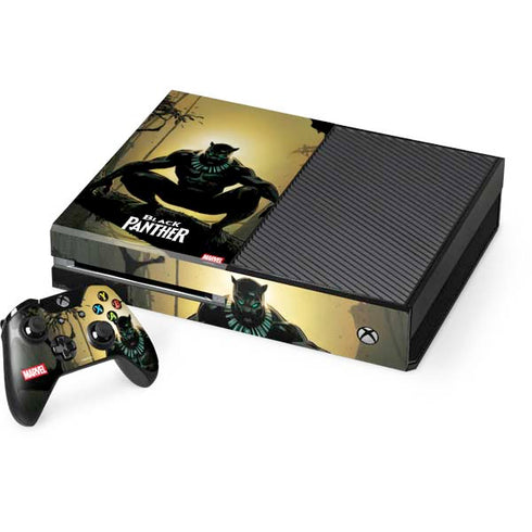 Marvel Black Panther TChalla King of Wakanda Xbox One Console and Controller Bundle Skin