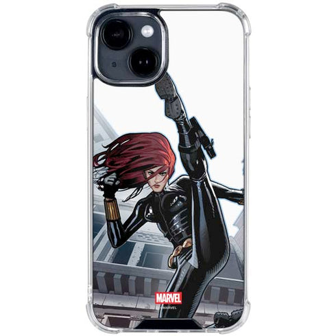 Marvel Black Widow High Kick iPhone 15 Plus Clear Case