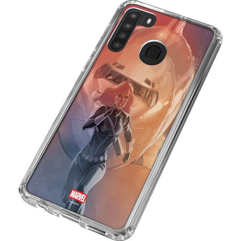 Marvel Black Widow Running Galaxy A21 Clear Case