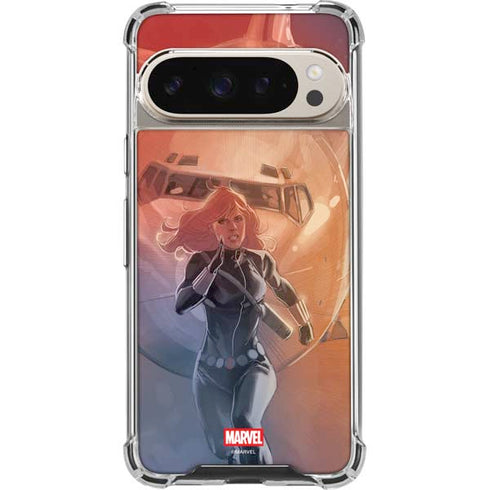 Marvel Black Widow Running Google Pixel 9 Pro XL Clear Case