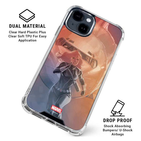 Marvel Black Widow Running iPhone 15 Plus Clear Case