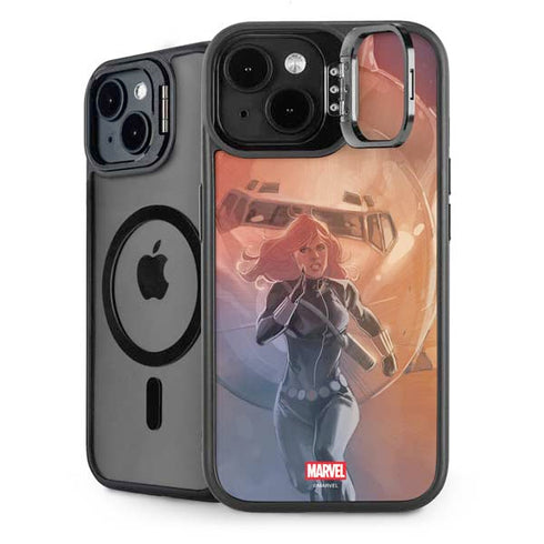 Marvel Black Widow Running iPhone 15 Plus Kickstand Case