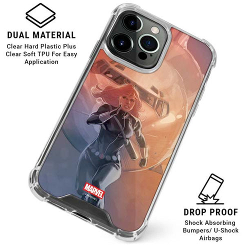 Marvel Black Widow Running iPhone 15 Pro Clear Case