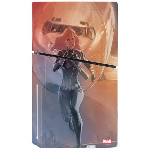 Marvel Black Widow Running PS5 Slim Disk Console Skin