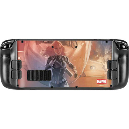 Marvel Black Widow Running Steam Deck Handheld Gaming Computer OLED Skin
