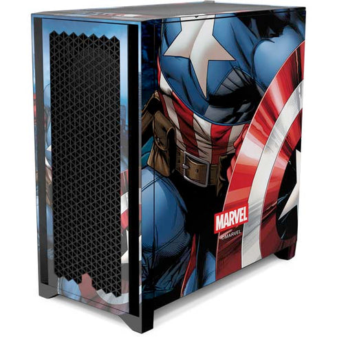 Marvel Captain America Portrait Corsair 4000D Tempered Glass Mid-Tower ATX Case Skin