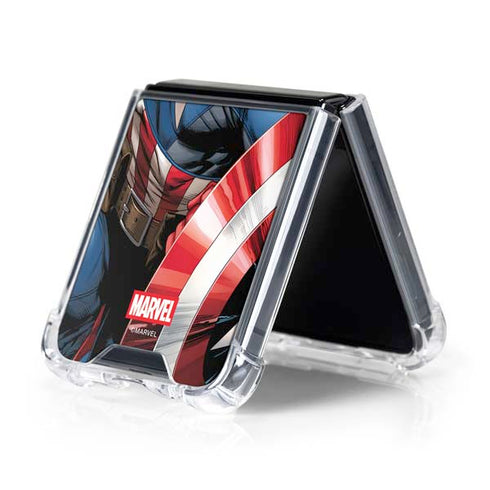 Marvel Captain America Portrait Galaxy Z Flip5 5G Clear Case