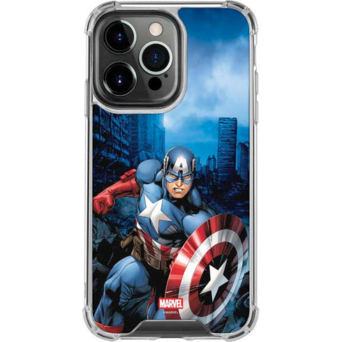 Marvel Captain America Portrait iPhone 14 Pro Clear Case