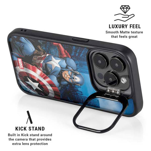 Marvel Captain America Portrait iPhone 14 Pro Kickstand Case