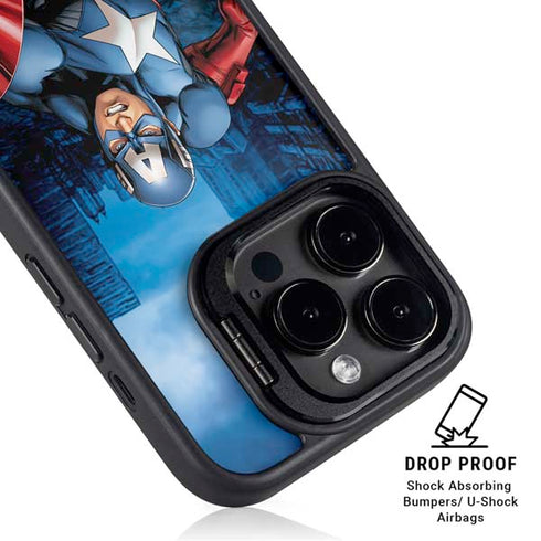 Marvel Captain America Portrait iPhone 15 Pro Kickstand Case
