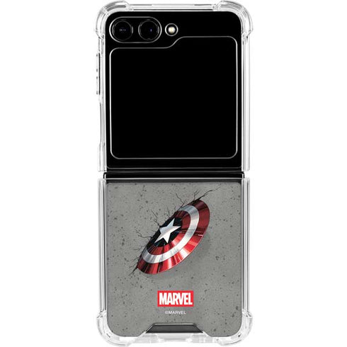 Marvel Captain America Shield Break Galaxy Z Flip5 5G Clear Case