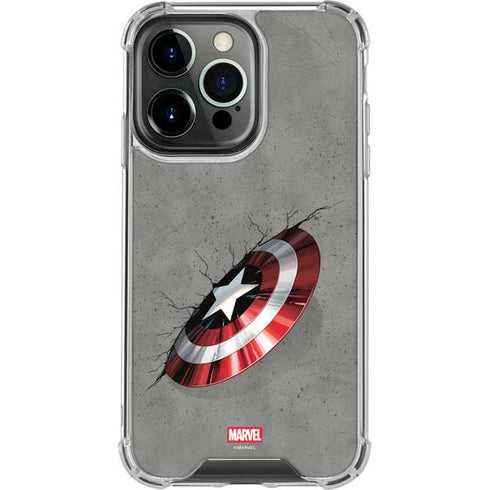 Marvel Captain America Shield Break iPhone 14 Pro Clear Case