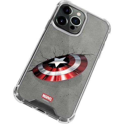 Marvel Captain America Shield Break iPhone 14 Pro Clear Case