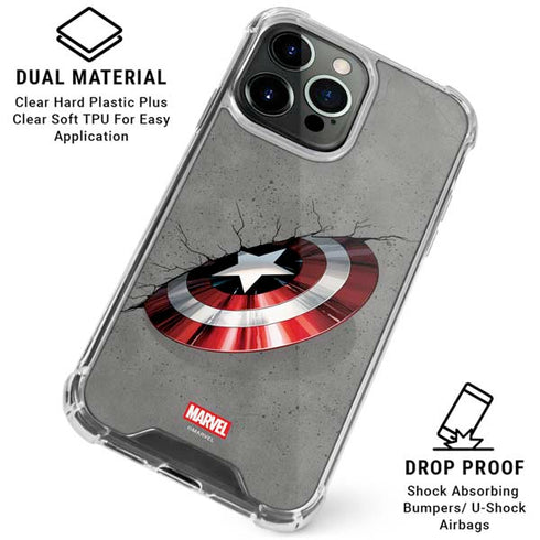 Marvel Captain America Shield Break iPhone 15 Pro Clear Case
