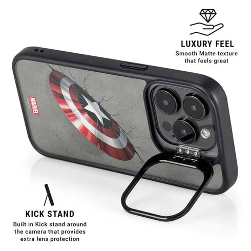 Marvel Captain America Shield Break iPhone 15 Pro Kickstand Case
