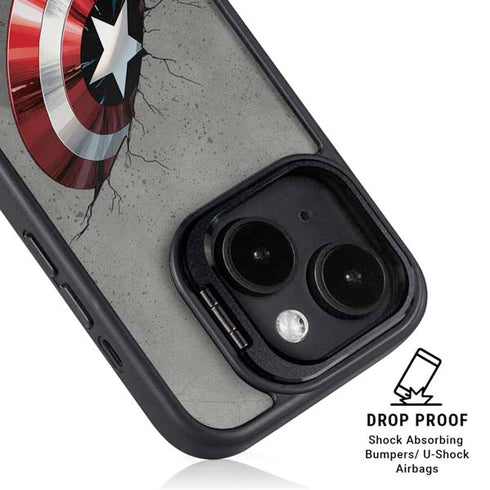 Marvel Captain America Shield Break iPhone 16 Kickstand Case