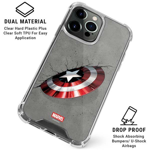 Marvel Captain America Shield Break iPhone 16 Pro Max Clear Case