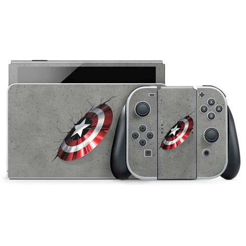 Marvel Captain America Shield Break Nintendo Switch OLED (2021) Skin
