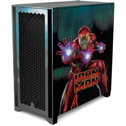 Marvel Iron Man Repulsor Blast Corsair 4000D Tempered Glass Mid-Tower ATX Case Skin