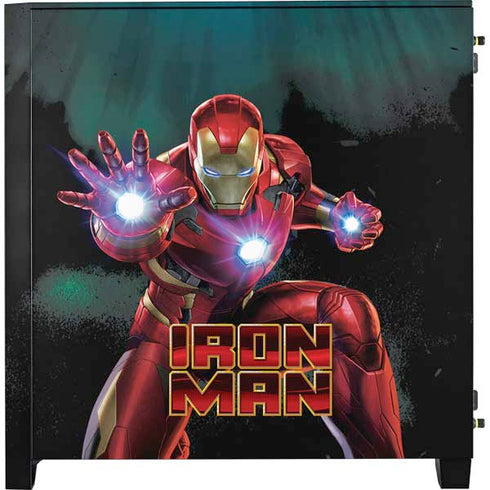 Marvel Iron Man Repulsor Blast Corsair 4000D Tempered Glass Mid-Tower ATX Case Skin