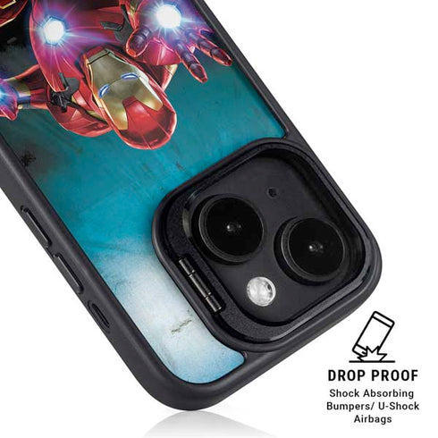 Marvel Iron Man Repulsor Blast iPhone 14 Kickstand Case