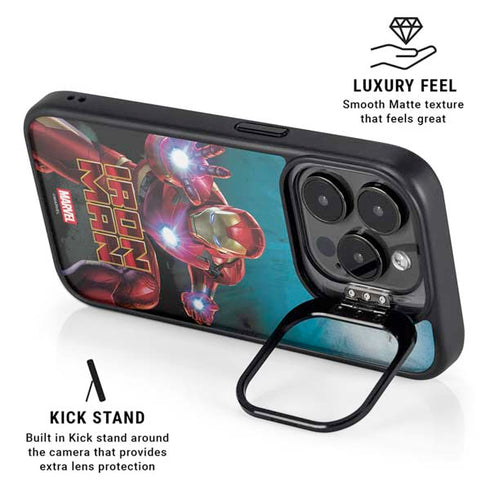 Marvel Iron Man Repulsor Blast iPhone 15 Pro Kickstand Case