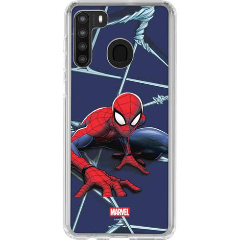 Marvel Spiderman Crawling Spiderman Galaxy A21 Clear Case