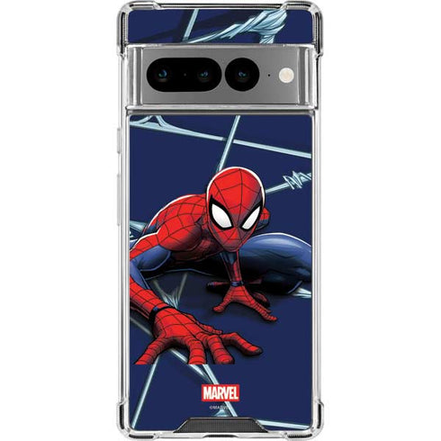 Marvel Spiderman Crawling Spiderman Google Pixel 7 Pro Clear Case