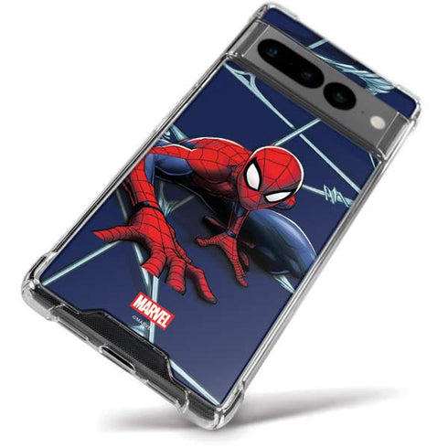 Marvel Spiderman Crawling Spiderman Google Pixel 7 Pro Clear Case