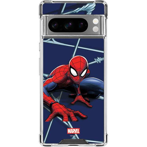 Marvel Spiderman Crawling Spiderman Google Pixel 8 Pro Clear Case