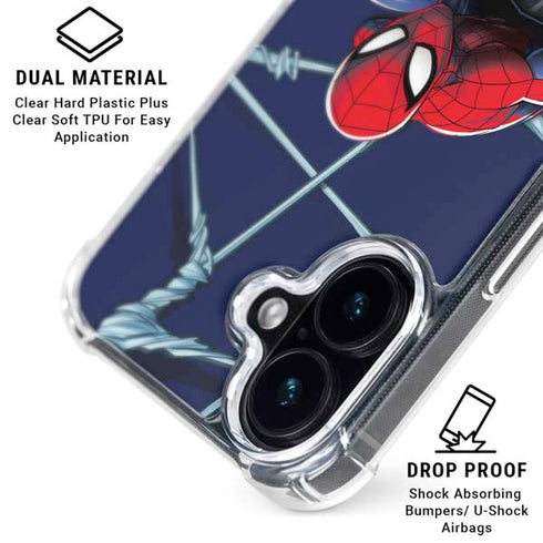 Marvel Spiderman Crawling Spiderman iPhone 16 Plus Clear Case