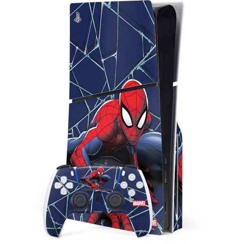 Marvel Spiderman Crawling Spiderman PS5 Slim Disk Bundle Skin