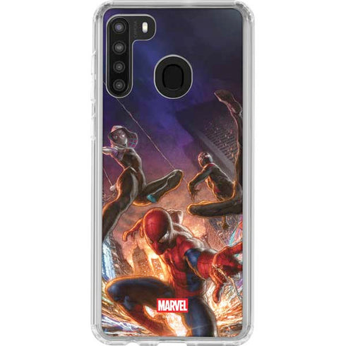 Marvel Spiderman Group Wall Galaxy A21 Clear Case