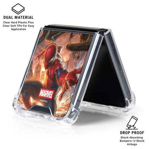 Marvel Spiderman Group Wall Galaxy Z Flip6 Clear Case