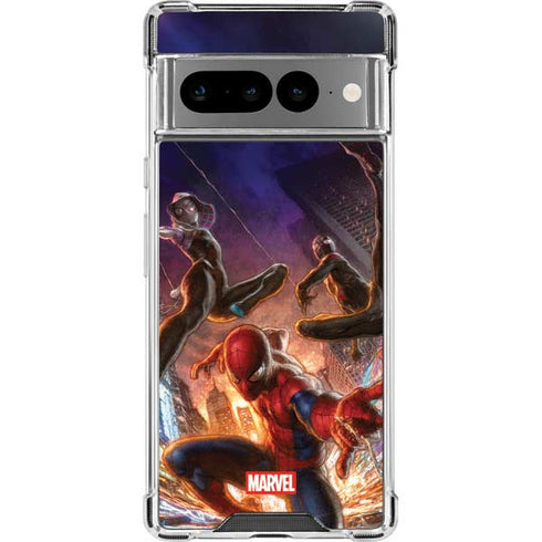 Marvel Spiderman Group Wall Google Pixel 7 Pro Clear Case