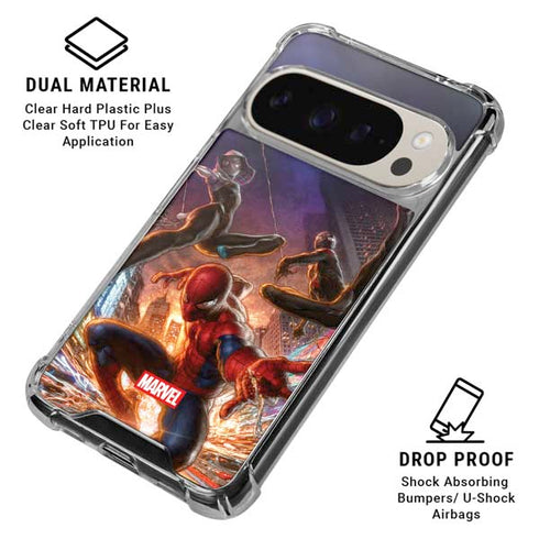 Marvel Spiderman Group Wall Google Pixel 9 Pro XL Clear Case