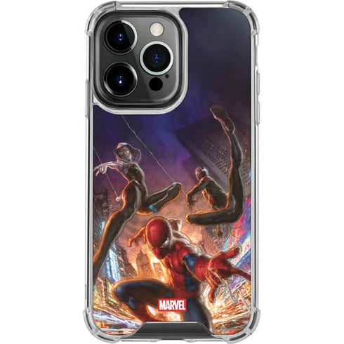 Marvel Spiderman Group Wall iPhone 14 Pro Clear Case