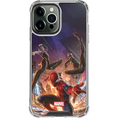 Marvel Spiderman Group Wall iPhone 14 Pro Max Clear Case