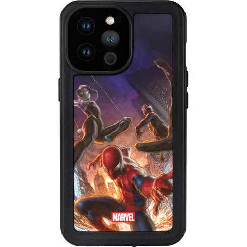 Marvel Spiderman Group Wall iPhone 14 Pro Max Waterproof Case