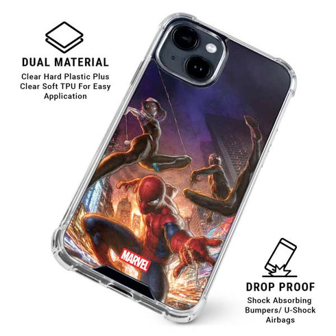 Marvel Spiderman Group Wall iPhone 15 Plus Clear Case